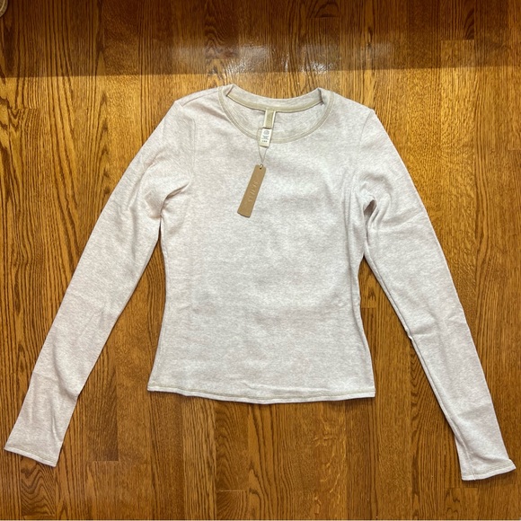 SKIMS Tops - Skims Heather Oatmeal Cotton Rib Longsleeve T Shirt